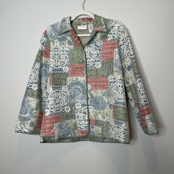 Vintage 100% Silk Quilted Patchwork Jacket Size 10 - Picture 1 of 6